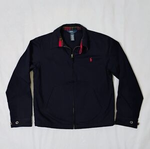 Polo Ralph Lauren Harrington Full Zip Plaid Lined Navy Jacket Youth M(12/14)